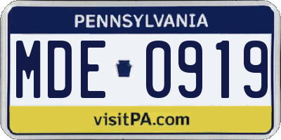 PA license plate MDE0919