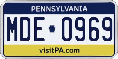 PA license plate MDE0969