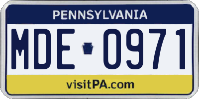PA license plate MDE0971