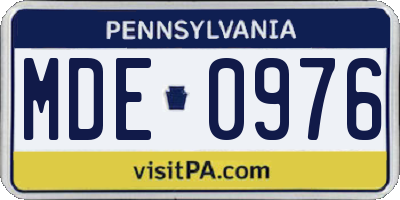 PA license plate MDE0976
