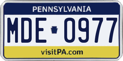 PA license plate MDE0977