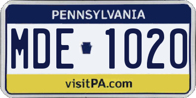 PA license plate MDE1020