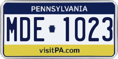 PA license plate MDE1023