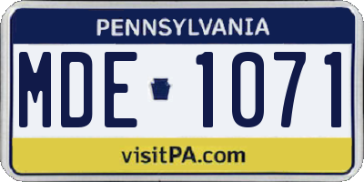 PA license plate MDE1071