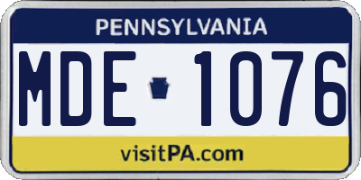 PA license plate MDE1076