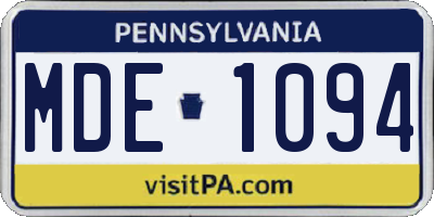 PA license plate MDE1094