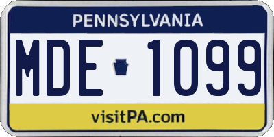 PA license plate MDE1099