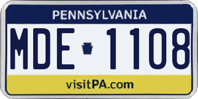 PA license plate MDE1108
