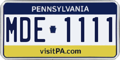 PA license plate MDE1111