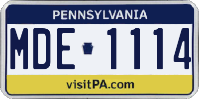 PA license plate MDE1114
