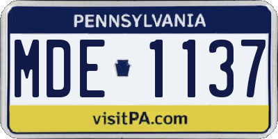 PA license plate MDE1137