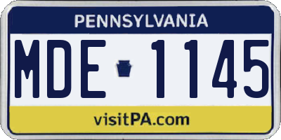 PA license plate MDE1145