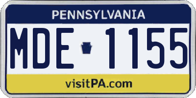 PA license plate MDE1155