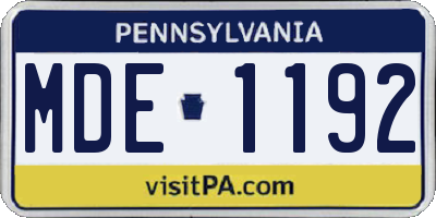PA license plate MDE1192