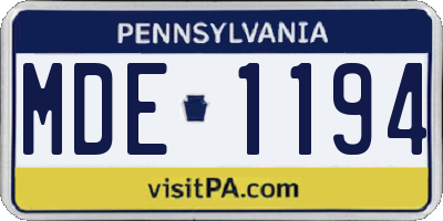 PA license plate MDE1194