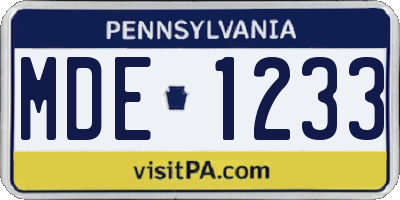 PA license plate MDE1233