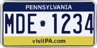 PA license plate MDE1234
