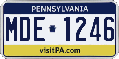PA license plate MDE1246
