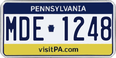 PA license plate MDE1248