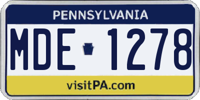 PA license plate MDE1278