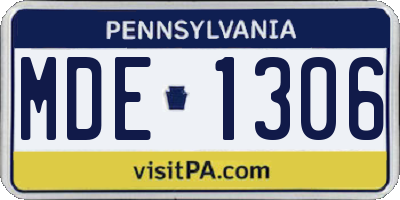 PA license plate MDE1306