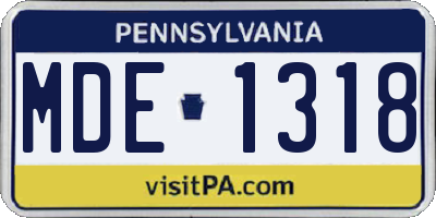 PA license plate MDE1318