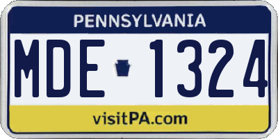 PA license plate MDE1324