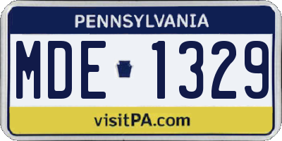 PA license plate MDE1329
