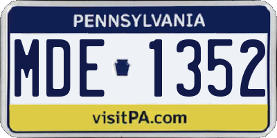 PA license plate MDE1352