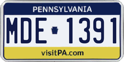 PA license plate MDE1391
