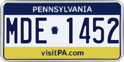 PA license plate MDE1452