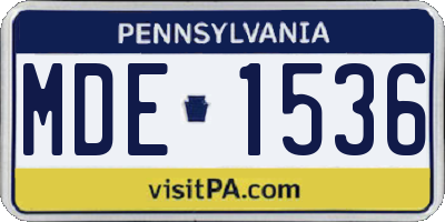 PA license plate MDE1536
