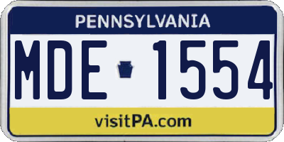 PA license plate MDE1554