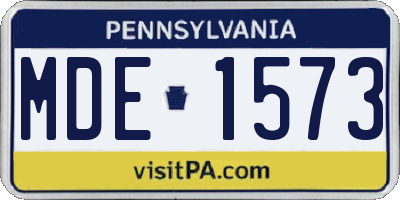 PA license plate MDE1573