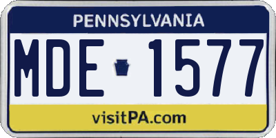 PA license plate MDE1577