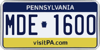 PA license plate MDE1600