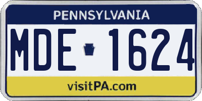 PA license plate MDE1624