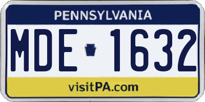 PA license plate MDE1632