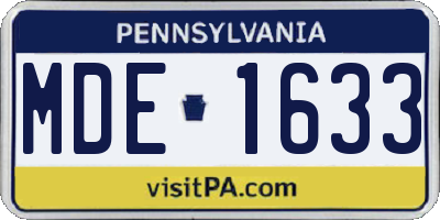 PA license plate MDE1633