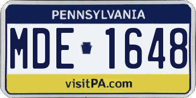 PA license plate MDE1648