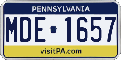 PA license plate MDE1657