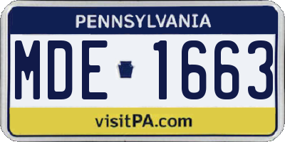 PA license plate MDE1663
