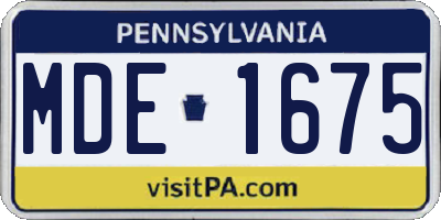 PA license plate MDE1675