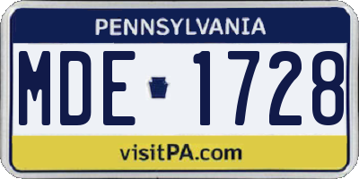 PA license plate MDE1728