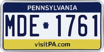 PA license plate MDE1761