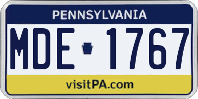 PA license plate MDE1767