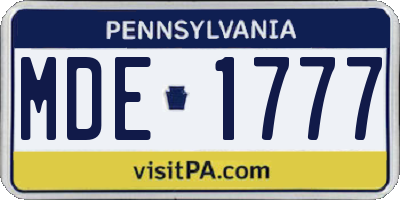 PA license plate MDE1777