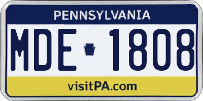PA license plate MDE1808