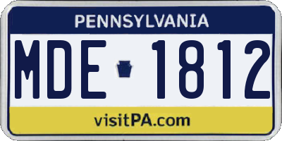 PA license plate MDE1812