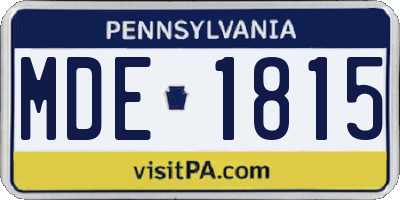 PA license plate MDE1815